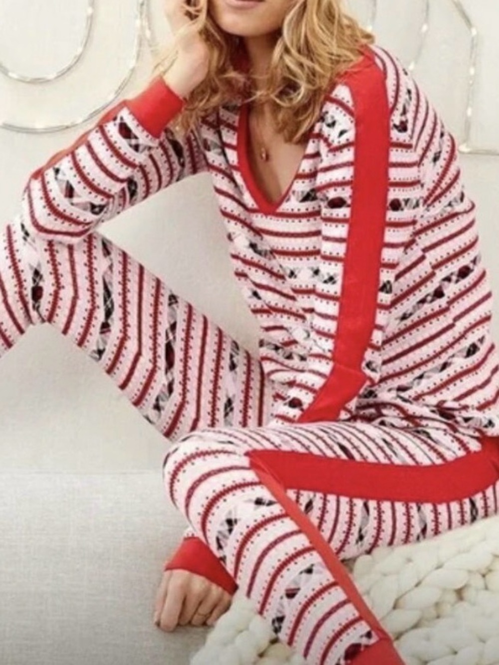 Victoria's Secret Christmas Plaid Stripe Thermal Pajama Jogger Pants Small